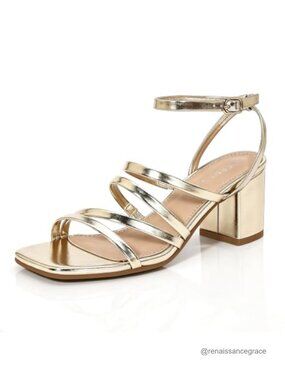 Womens Low Chunky Heel Square Toe Ankle Strap Buckle Sandals Faux Leather